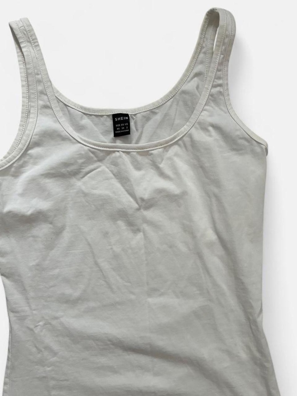 SHEIN White Scoop Neck Ribbed Tank